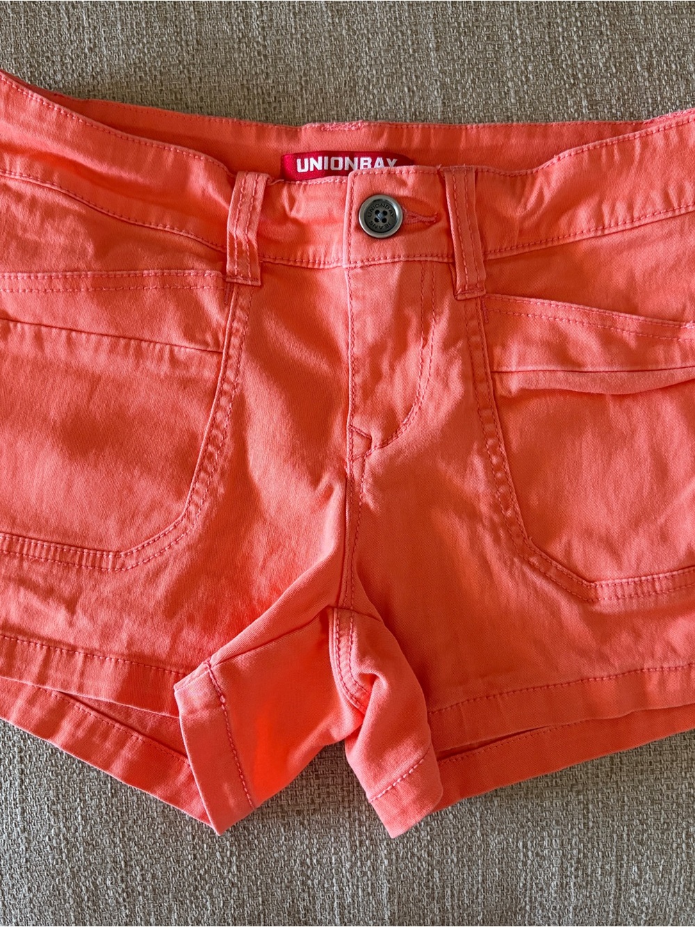 UNIONBAY Women's Bright Coral Denim Shorts